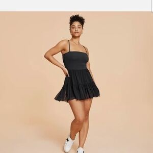 Blogilates X Target Black Sleeveless Tiered Ballerina Dress W/ Shorts